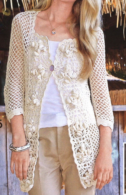 Pattern only - a crochet spring/summer/fall long cardigan