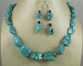 Heavy Turquoise Stone Necklace and Earring set