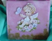 LITTLE CUPID and A BUTTERFLY - 3D Tole Art 4x4 Tile