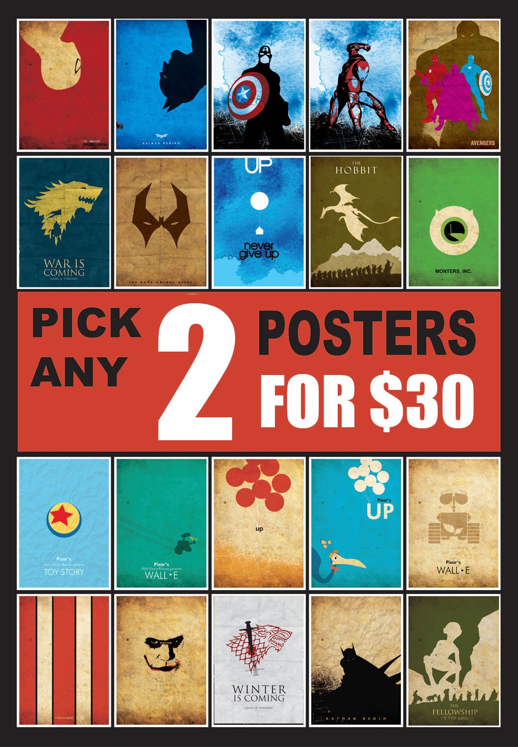 2 Posters for 30 Dollars - A3 Size Posters