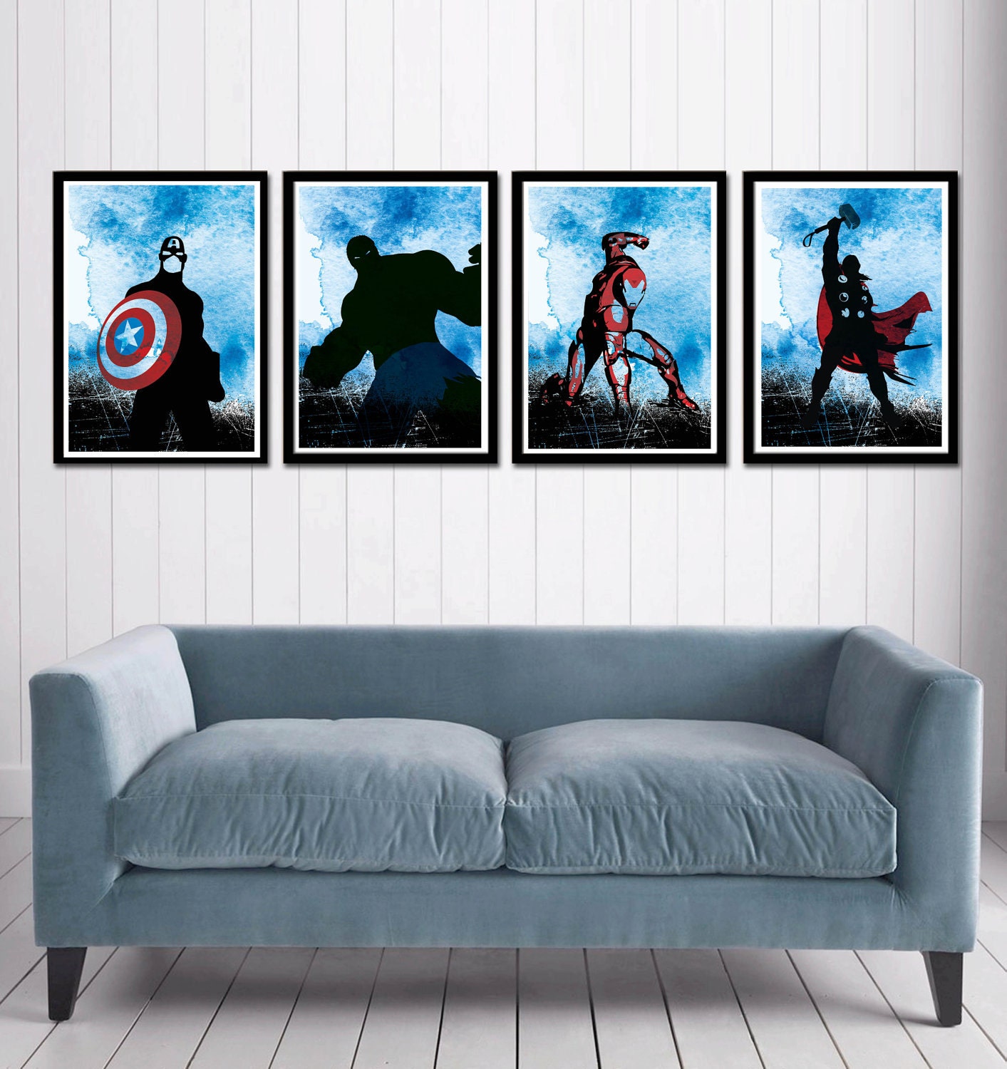 Captain America, Hulk , Iron Man and Thor Superheroes Poster Set