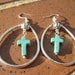 Turquoise cross large drop earrings