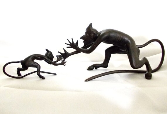DEVIL Figurines  pair - Authentic Kasli Cast Iron Ural