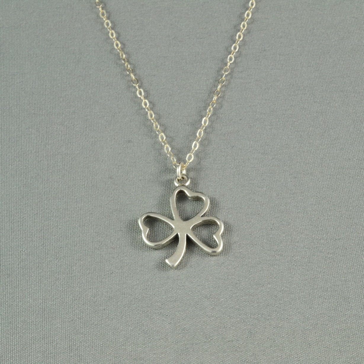 Lucky Shamrock Necklace, 925 Sterling Silver, Modern, Simple, Delicate, Everyday Wear Jewelry