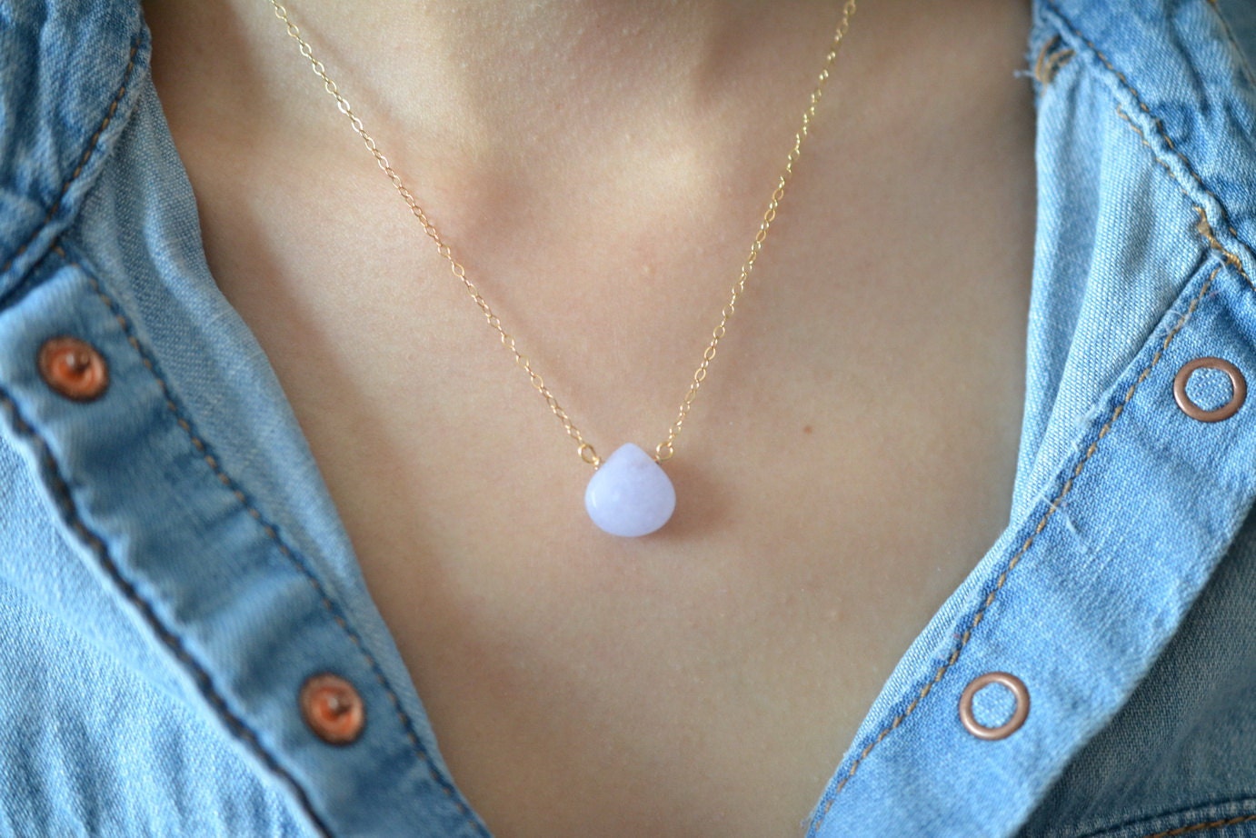 Beautiful Lavender Jade Heart Necklace, Jade Stone, 14K Gold Filled Chain, also in Sterling Silver