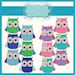 Sale: 3 for 2 - Boy & Girl Winking Owls Clip-Art Set for Scrapbookers, Photographers, Cardmaking, etc.