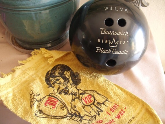 Brunswick Black Beauty engraved bowling ball and by MissEmmaPeal
