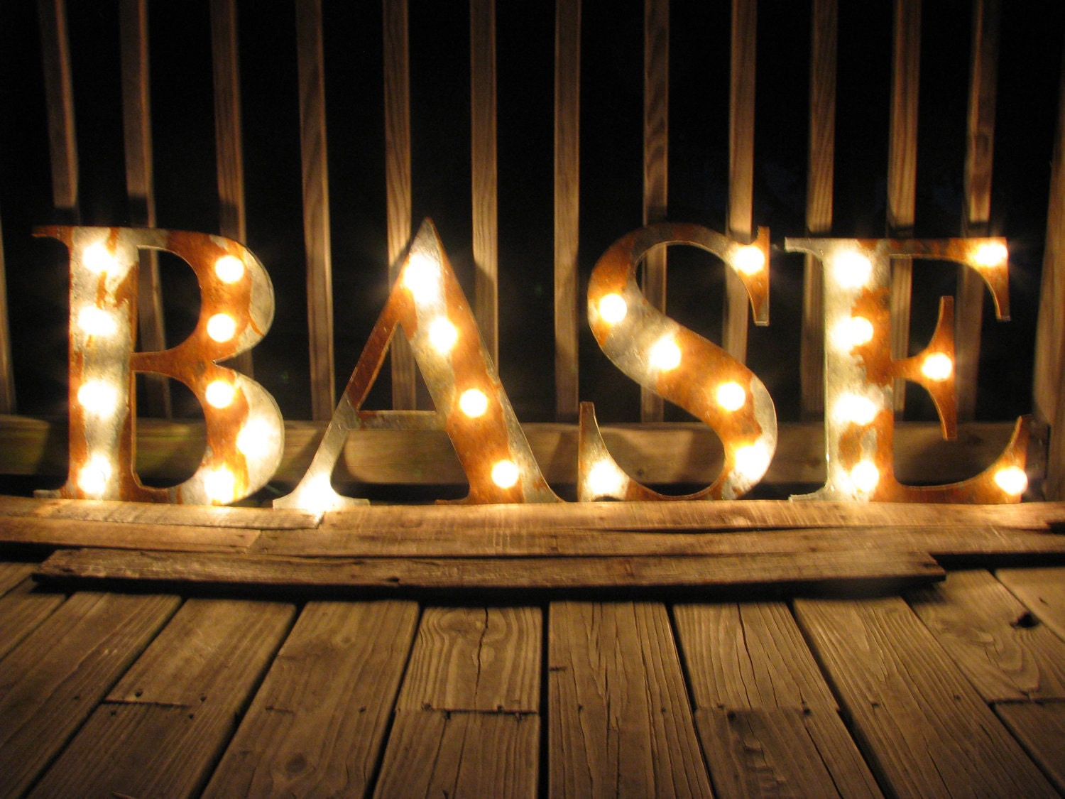 16"  Rusted metal word, lighted sign, distressed, wedding, vintage chic decor