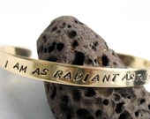 Custom Bracelet - Golden Brass Hand Stamped, Adjustable - with YOUR personalized quote, saying, message...