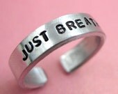Just Breathe - Hand Stamped adjustable, stackable aluminum skinny ring - customizable