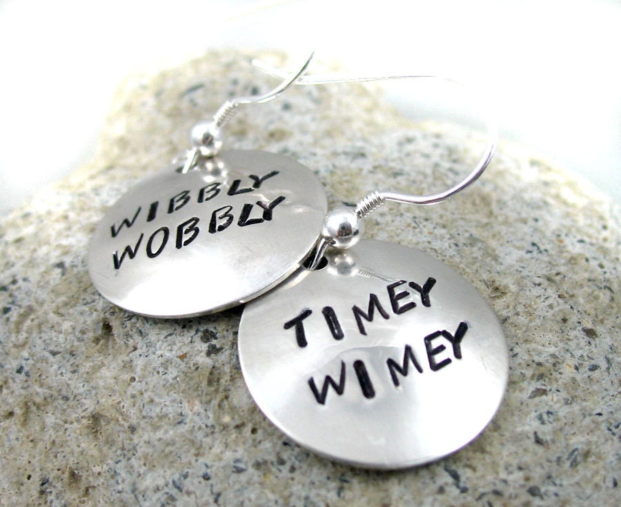 Doctor Who Sterling Silver Earrings -  Wibbly Wobbly Timey Wimey Earrings