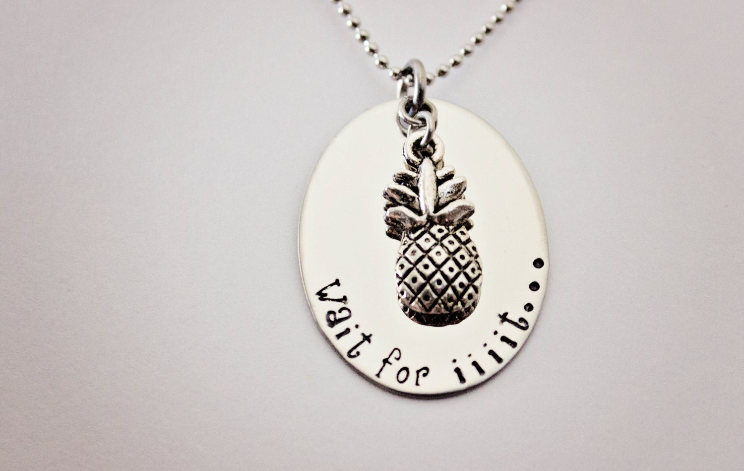 Psych inspired "Wait for iiiit..." hand stamped Shawn and Gus custom made necklace with pineapple charm