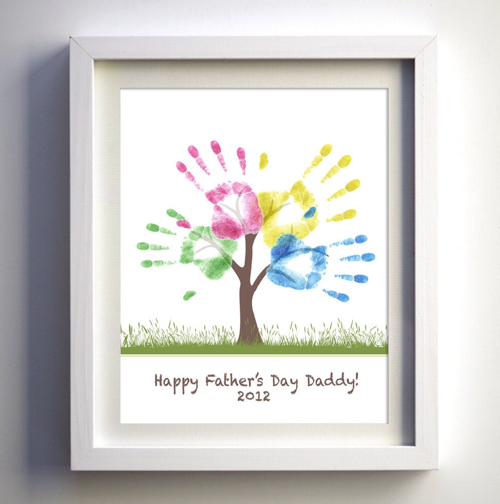 Fathers Day Gift - DIY Child's Handprint Tree - Printable PDF or JPG - Kids Craft Project -