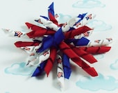 Korker bow 4th of july Red, blue, and flag star korker hair bow