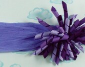 Korker bow Purple purple purple curly/pom pom hair bow on nylon infant headband