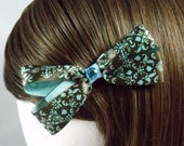 2 Hair bows 4 in. vintage black and white & brown and blue hair bow set