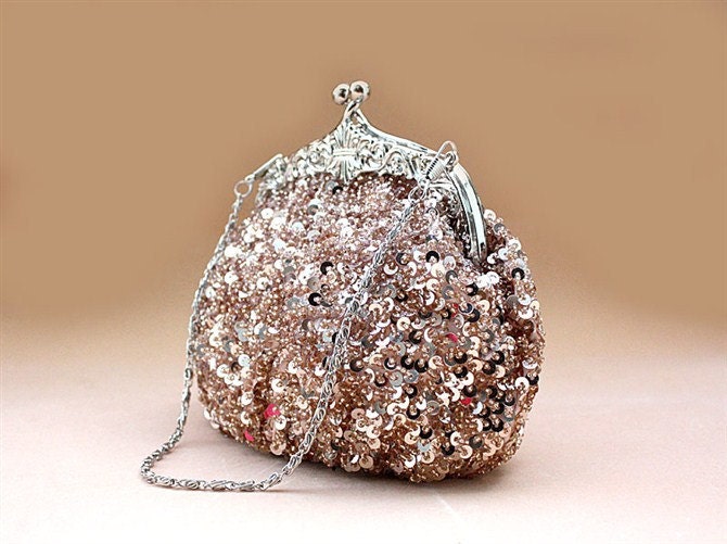 On Sale 35% OFF --Sparkly Peach Wedding Purse Evening Clutch