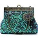 Green Peacock Feather Sparkle Wedding Purse Evening Clutch