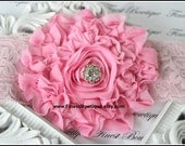 PINK or WHITE ROSETTE Flower Headband with choice of accent center - Newborn Baby Toddler Girl Baby Headband Children Hair Accessories