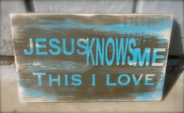 Jesus 8x12 teal brown wood sign distressed by DesignsOnSigns3