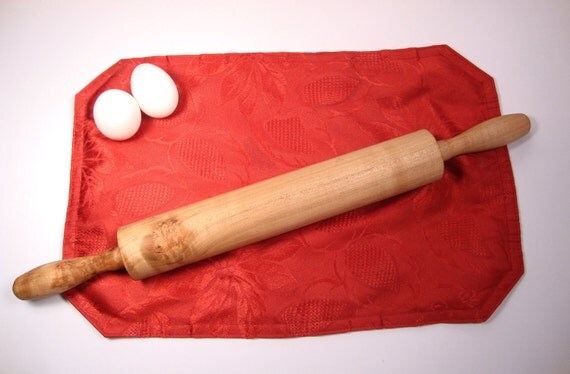 Red maple rolling pin, one solid piece of wood, handles, 20 inches including handles, traditional style