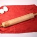 Red maple rolling pin, one solid piece of wood, handles, 20 inches including handles, traditional style