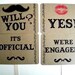 my ORIGINAL Mustache/ Lips-Will You/ YES-It's Official/ We're Engaged- Dbl Sided Engagement/Wedding Photo Prop Signs on Kraft- Set of 2