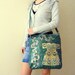 GOLD OTTOMAN CAFTAN Green leather messenger bag,Hand painted cross body bag