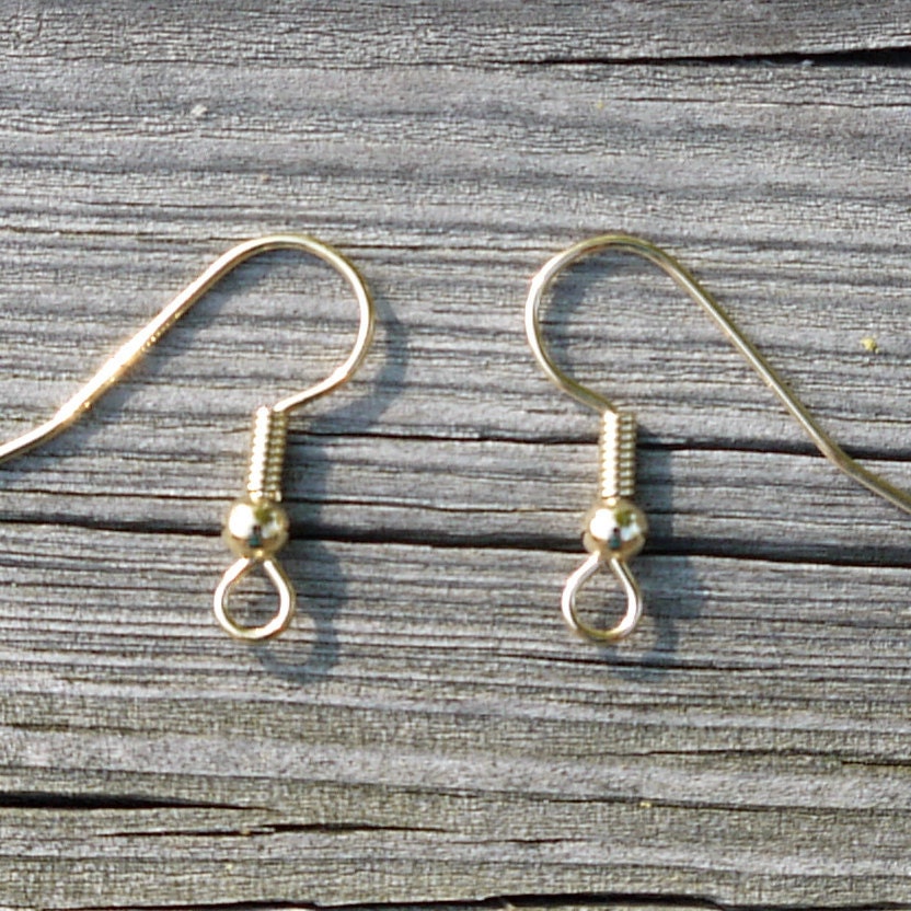 RESERVED for Maile--Gold Plated Ear Hooks, Surgical Steel French Hooks with Bead and Coil--20 pairs