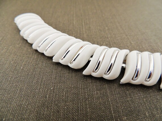 1960s silver white bracelet. TENNIS WHITE.