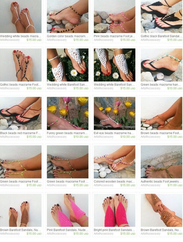 Dark green Barefoot Sandals, Nude shoes, Foot jewelry, Wedding, Victorian Lace, Sexy, Lolita, Yoga, Anklet