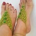 Green Barefoot Sandals with vooden beads, Nude shoes, Foot jewelry, Wedding, Victorian Lace, Sexy, Lolita, Yoga, Anklet