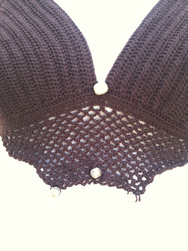 Crochet halter dark brown  top bikini,Bra /Bikini in dark brown color,halter,summer bikini,Summer Celebrations