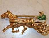 Trotter Horse 18K Solid Yellow Gold Pin Made in Italy