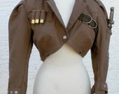 Steampunk Victorian Bolero Crop Jacket Denim Airship Captain Industrial Coat