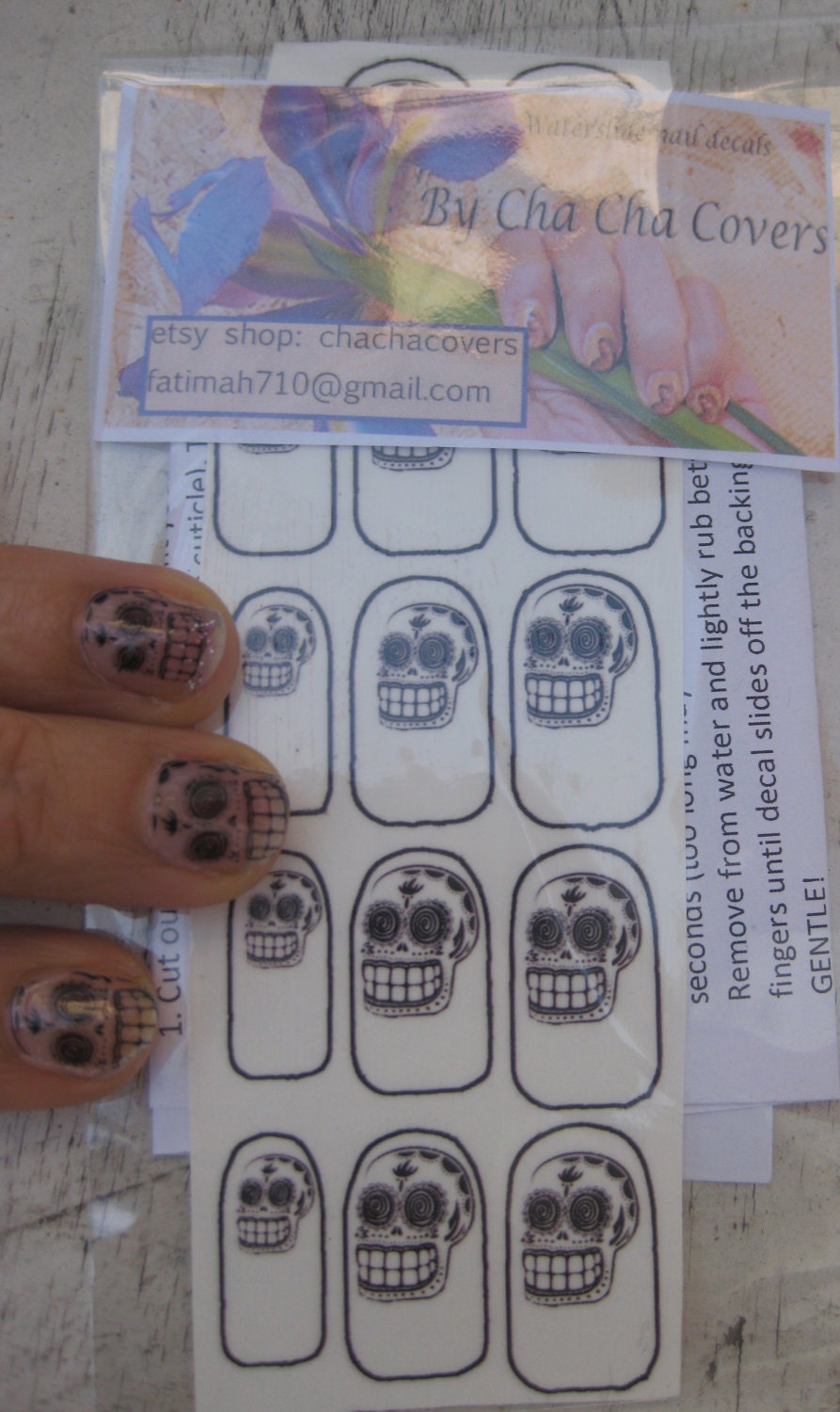 Calavera Clear Nail Decals Mexican Day of the Dead