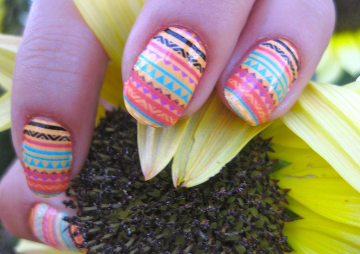 Nail Decals African lollipop colorful tribal stripes