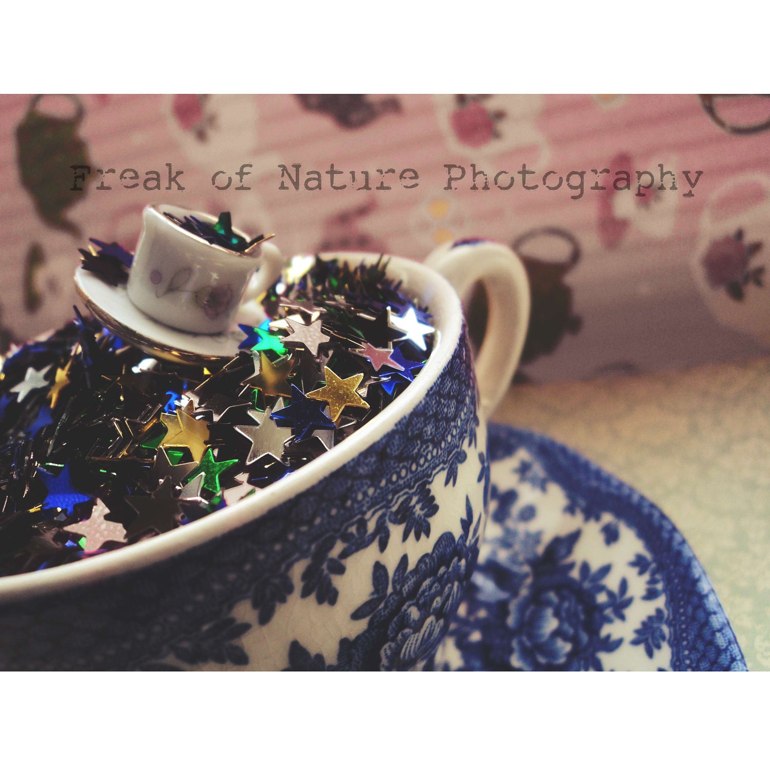 Fine Art Photography Teacup Glitter Whimsy Surreal Alice in Wonderland Teapot - 11x17" - Printed to Order