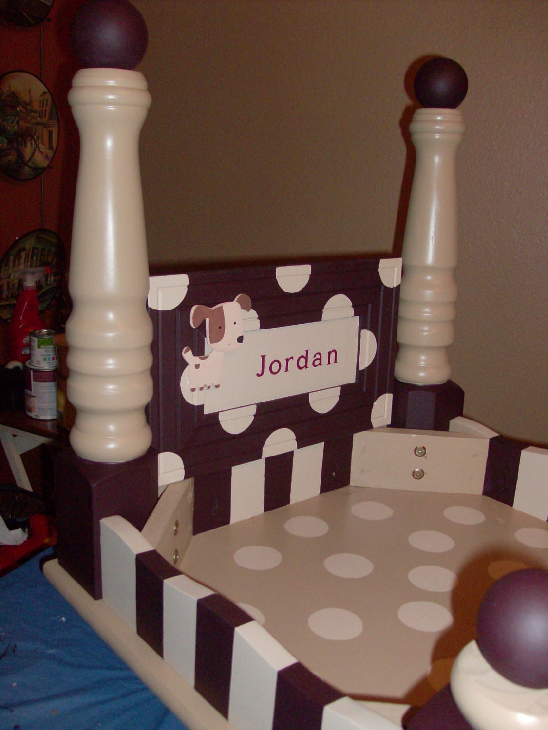 Hand Painted, Handmade Wood Dog/Pet Bed