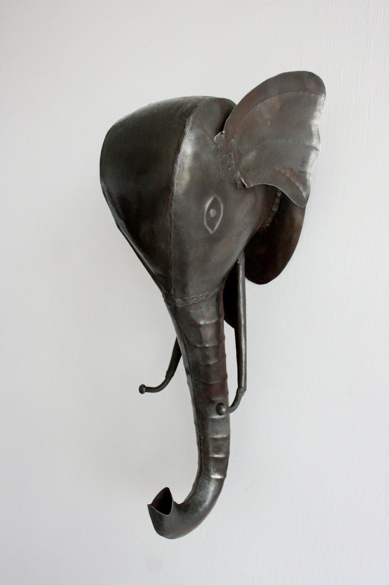 Elephant Bust and Coat Rack by ironaworks on Etsy