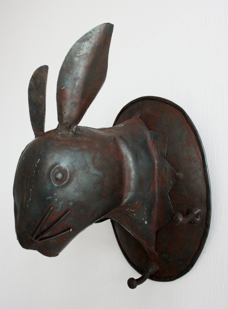 Handmade Iron Bunny Bust or Coat Rack