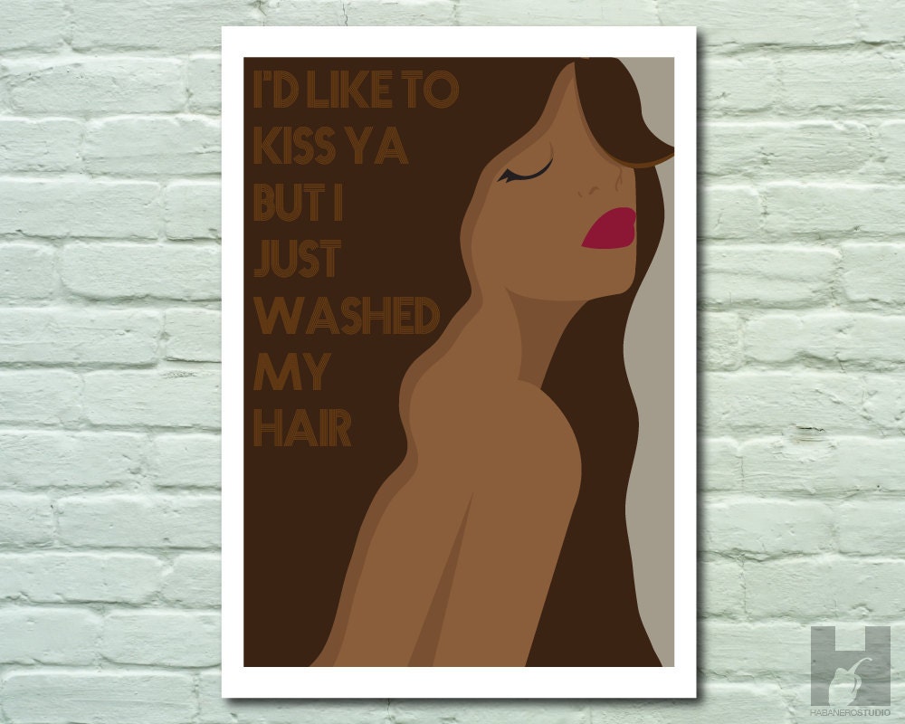 Film quote - 8.3x11.7 print - Bette Davis - Kiss - Hair - Humorous - Movie Quote - Illustration - Print - BRUNE