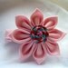 Pink Kanzashi Flower - Pink, Red and Blue Swirl Button Whimsical Kanzashi Blossom Flower