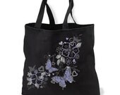 Wings of Love Purple Butterflies New Black Tote Bag, All Purpose, Unique, Fun