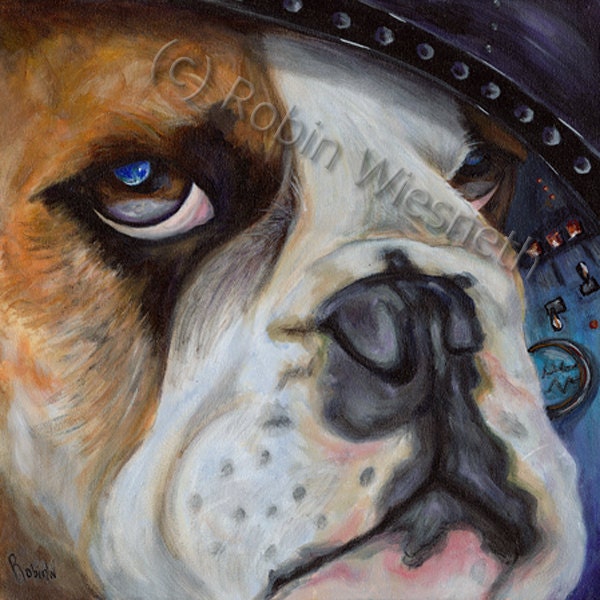 Dog Art - American Bulldog Astronaut