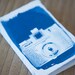 handmade journal with cyanotype of a holga