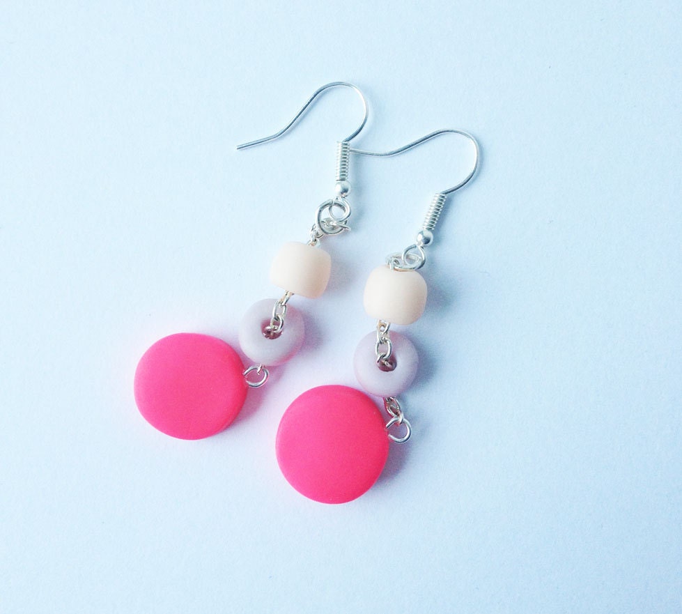 Geometric Hot Pink Earrings