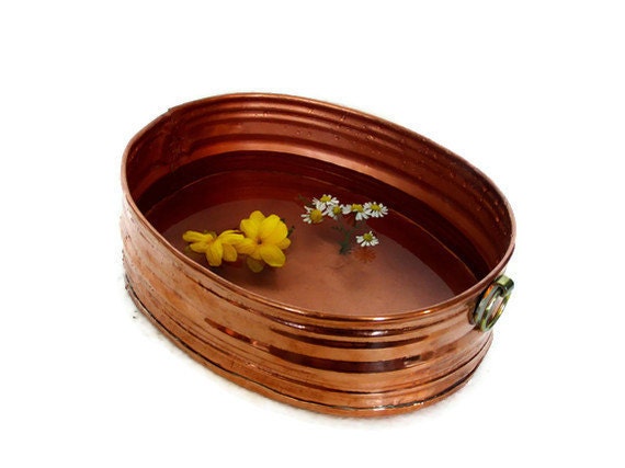 Vintage COPPER BREAD BOWL polished & shiny table centerpiece Pudding dough mixing pan metal hod hand hammered artisan crafted