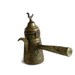 Antique engraved brass BEDOUIN DALLAH COFFEE pot - Bird figurine finial, long handle, spout - Carved floral folk art - Middle eastern crafts