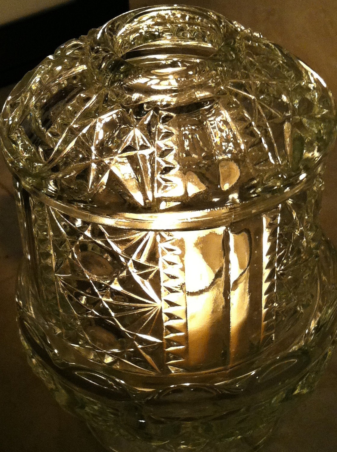 Vintage Indiana Glass Votive, Fairy Lamp Light